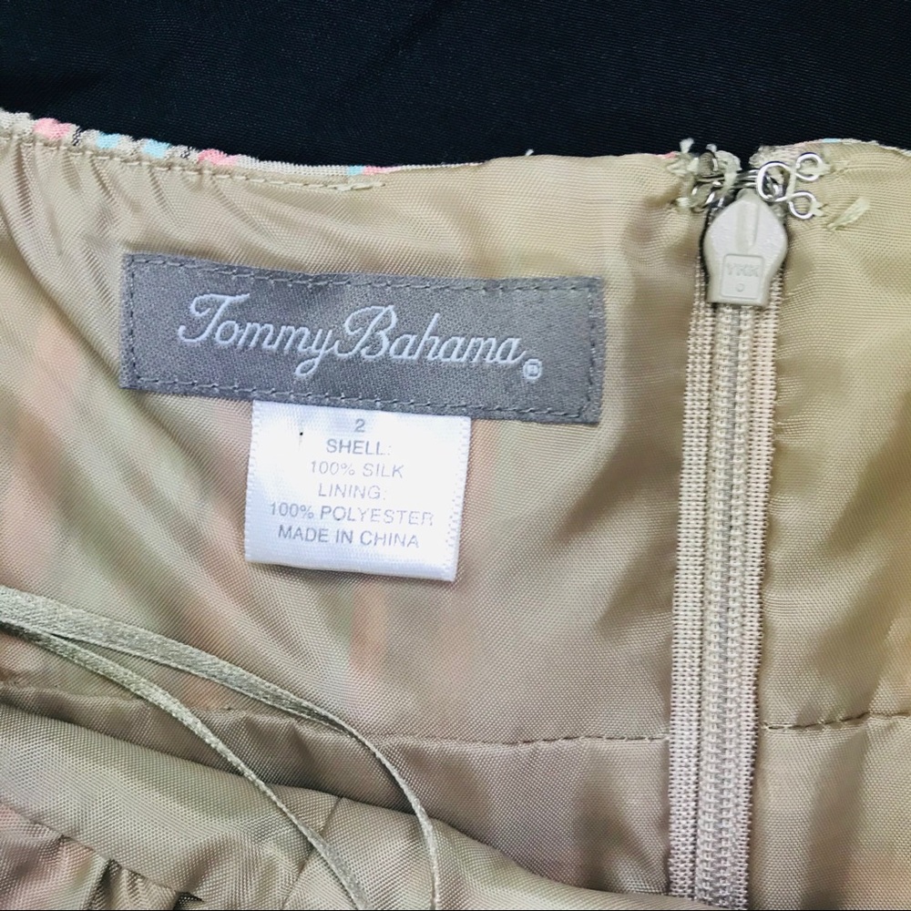 Tommy Bahaha Silk Neutral Striped Halter Dress - Picture 11 of 14